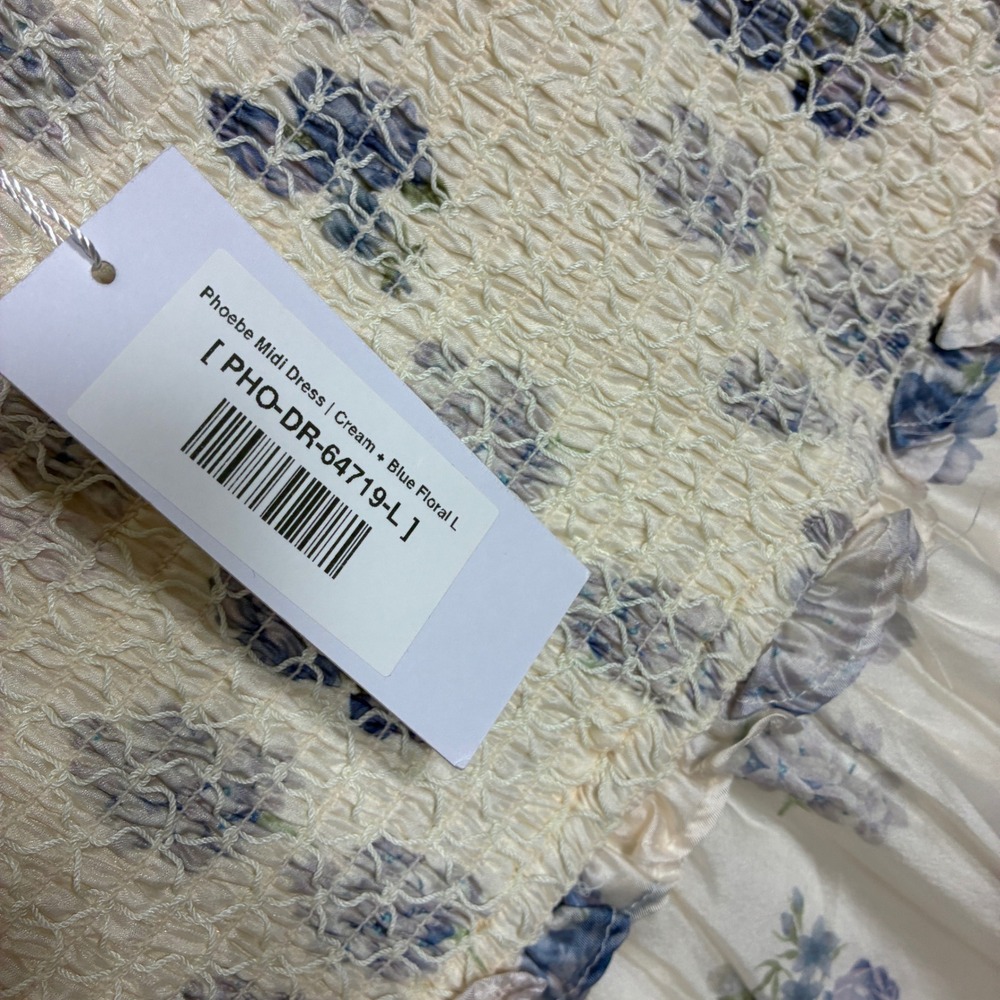 Baltic Born Smocked Floral Chiffon Midi Dress Size L Lined Roses Wedding Guest - Picture 7 of 11